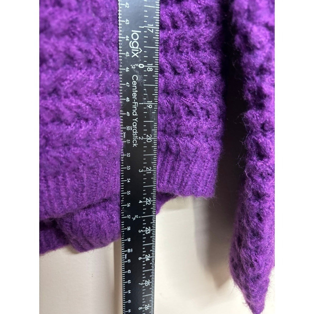 Q2 Women Purple Chunky Knit Turtleneck Sweater Oversized Cozy Statement Pullover