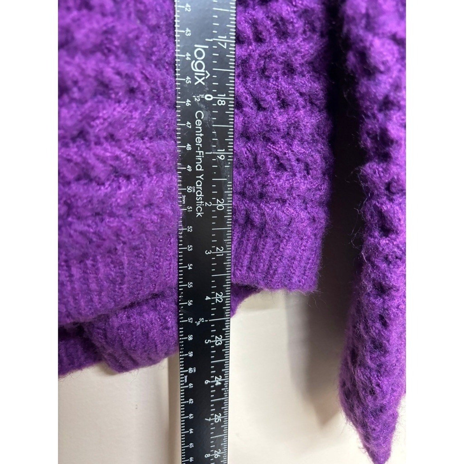 Q2 Women Purple Chunky Knit Turtleneck Sweater Oversized Cozy Statement Pullover