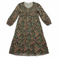 J.Crew Womens XL Green Floral Smocked Re-Imagined Viscose Midi Dress Boho Casual