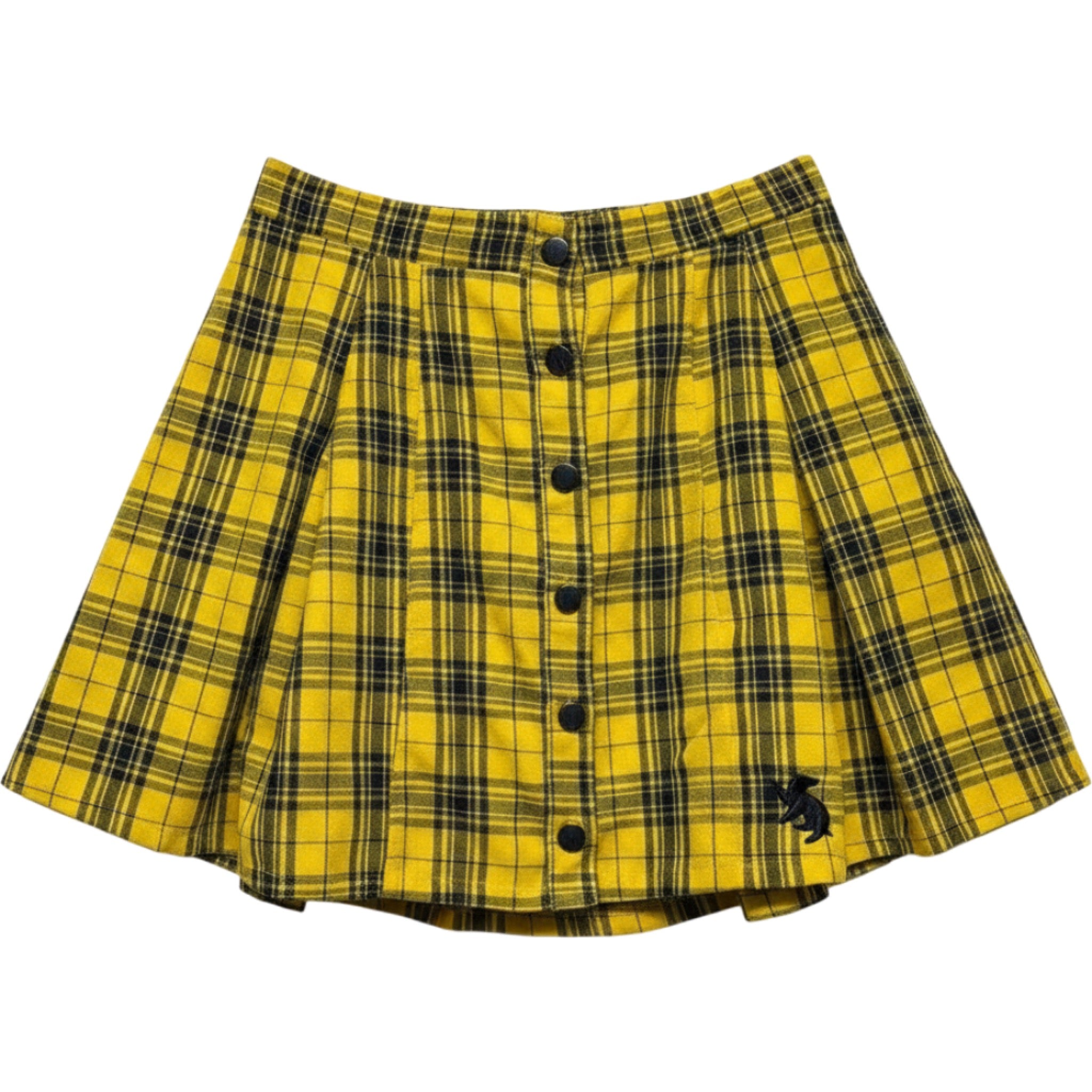 Harry Potter Plaid Button Front Skirt Yellow Black Hufflepuff Womens XL Hogwarts