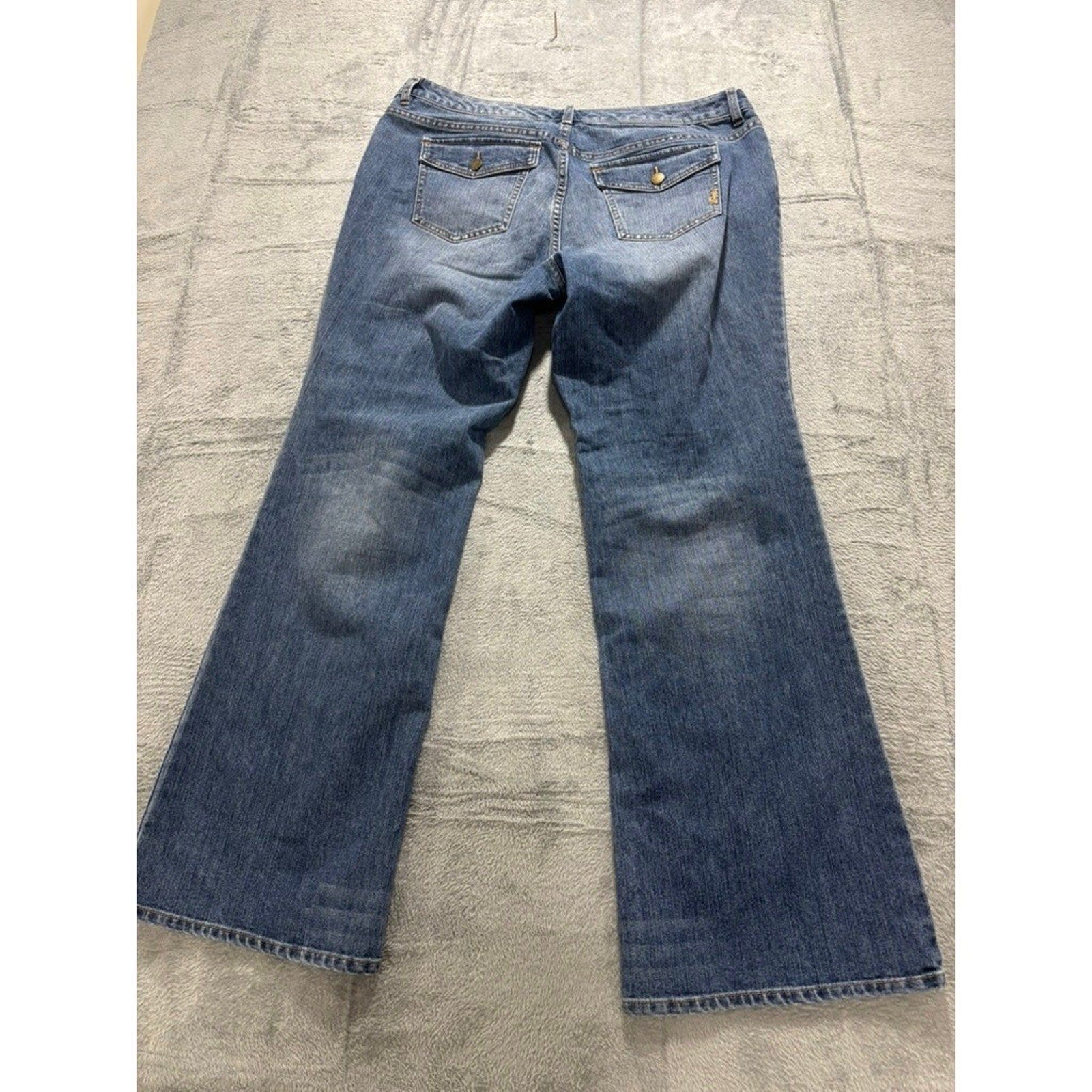 Daisy Fuentes Blue Bootcut Jeans Womens 16W Medium Wash Mid Rise Stretch Plus