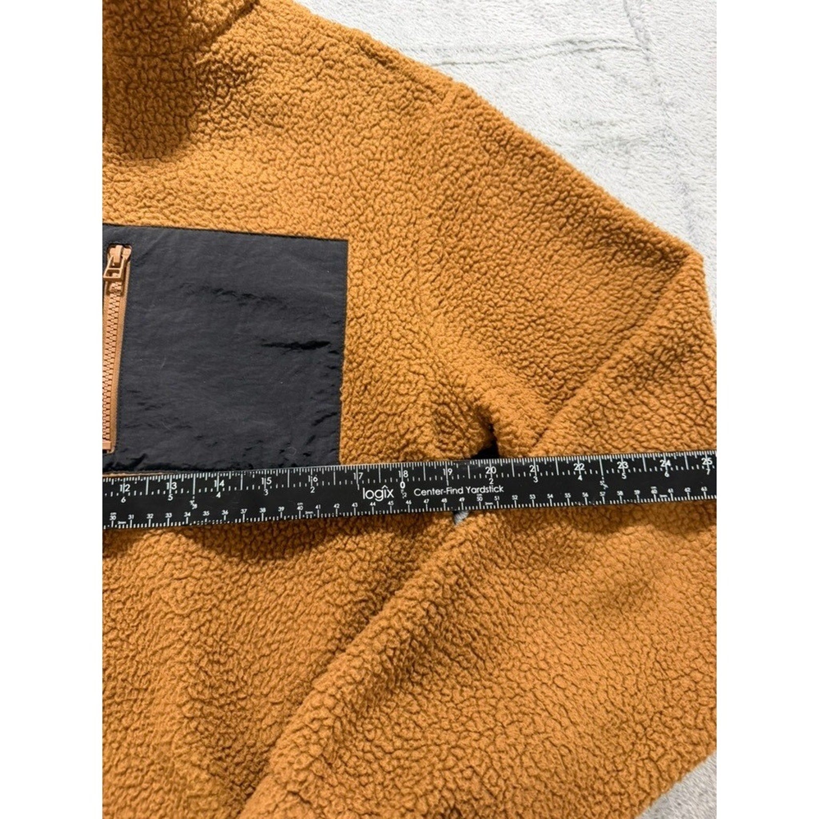 No Boundaries Mens Oversized Sherpa Fleece Full Zip Jacket Brown Small