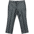 Ann Taylor Factory Jacquard Ankle Pants Womens 8 Navy Gold Pattern Office
