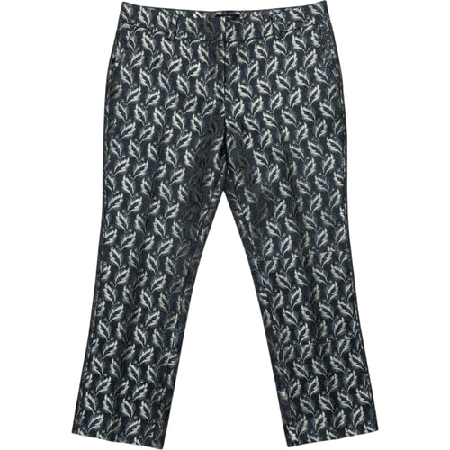 Ann Taylor Factory Jacquard Ankle Pants Womens 8 Navy Gold Pattern Office