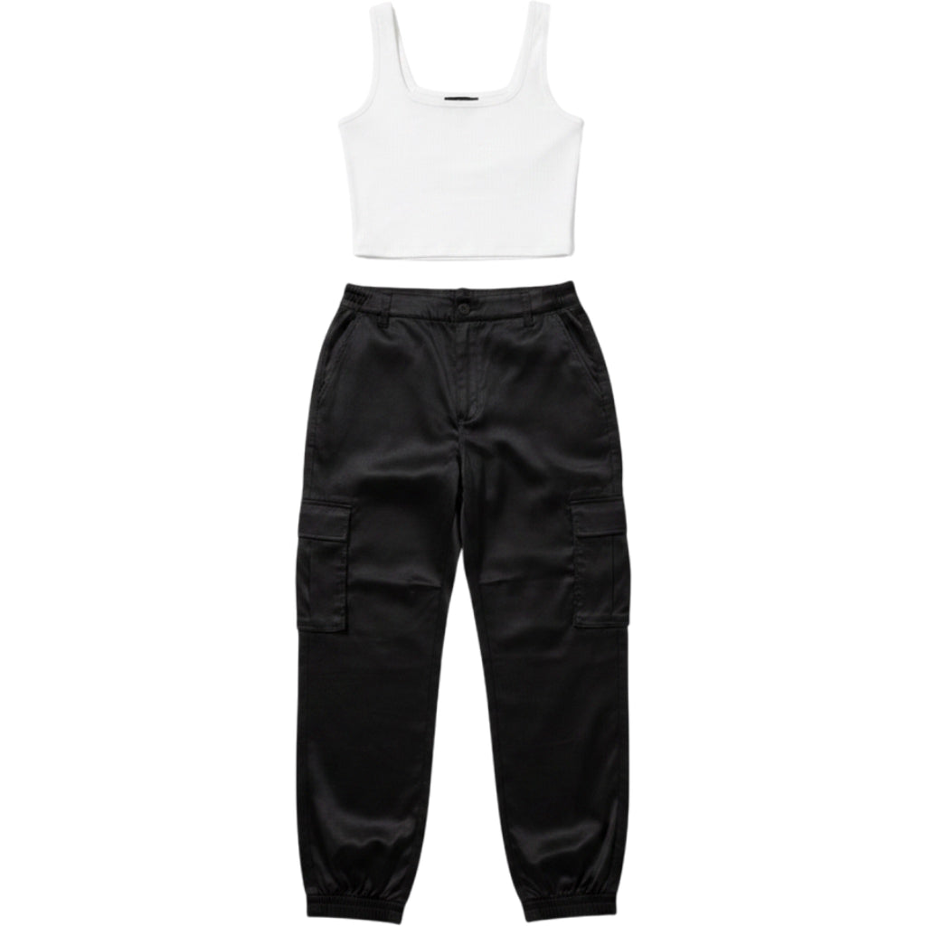ASOS Black Cargo Jogger Pants Womens Size 18 Utility Tie Cuff Casual Everyday