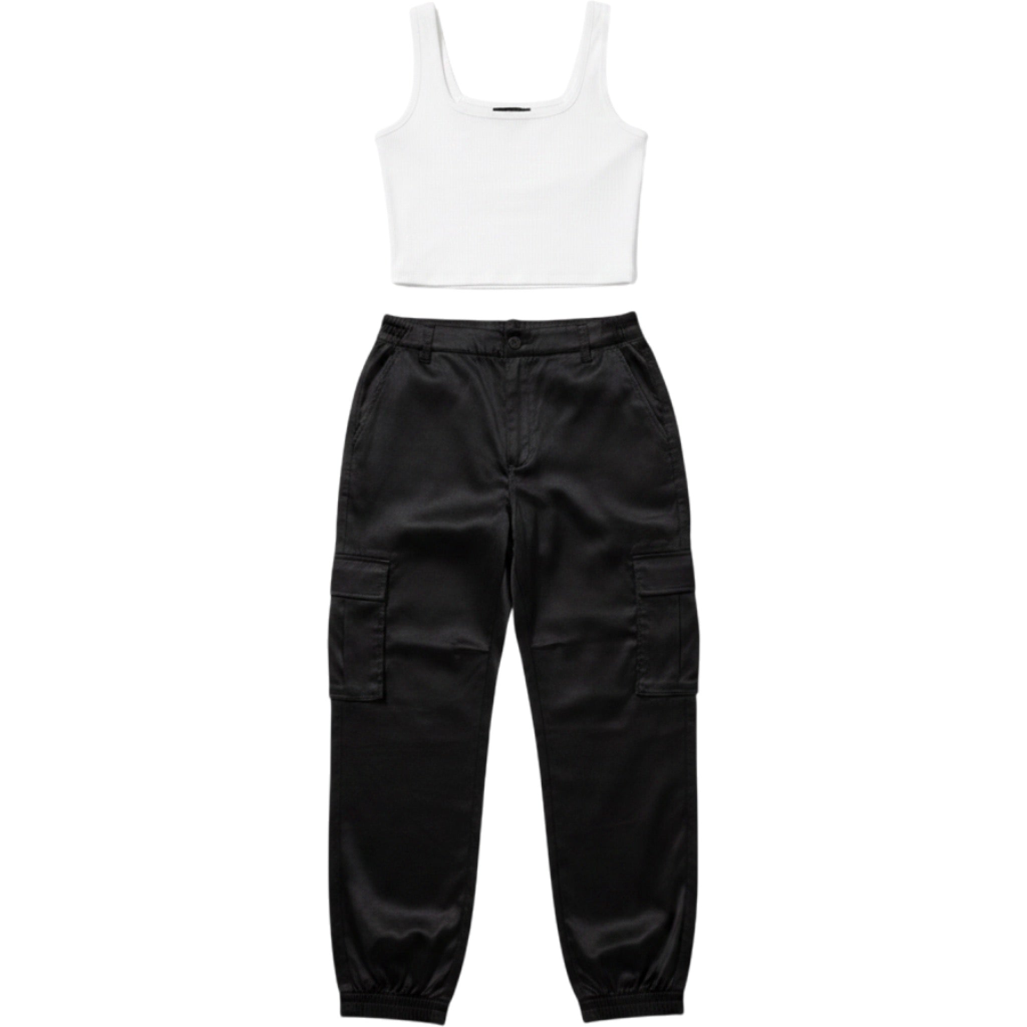 ASOS Black Cargo Jogger Pants Womens Size 18 Utility Tie Cuff Casual Everyday