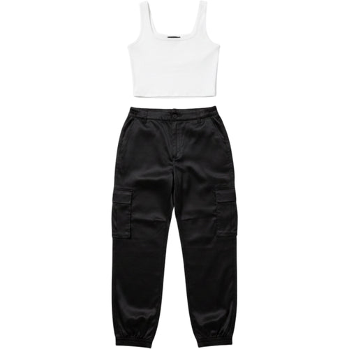 ASOS Black Cargo Jogger Pants Womens Size 18 Utility Tie Cuff Casual Everyday