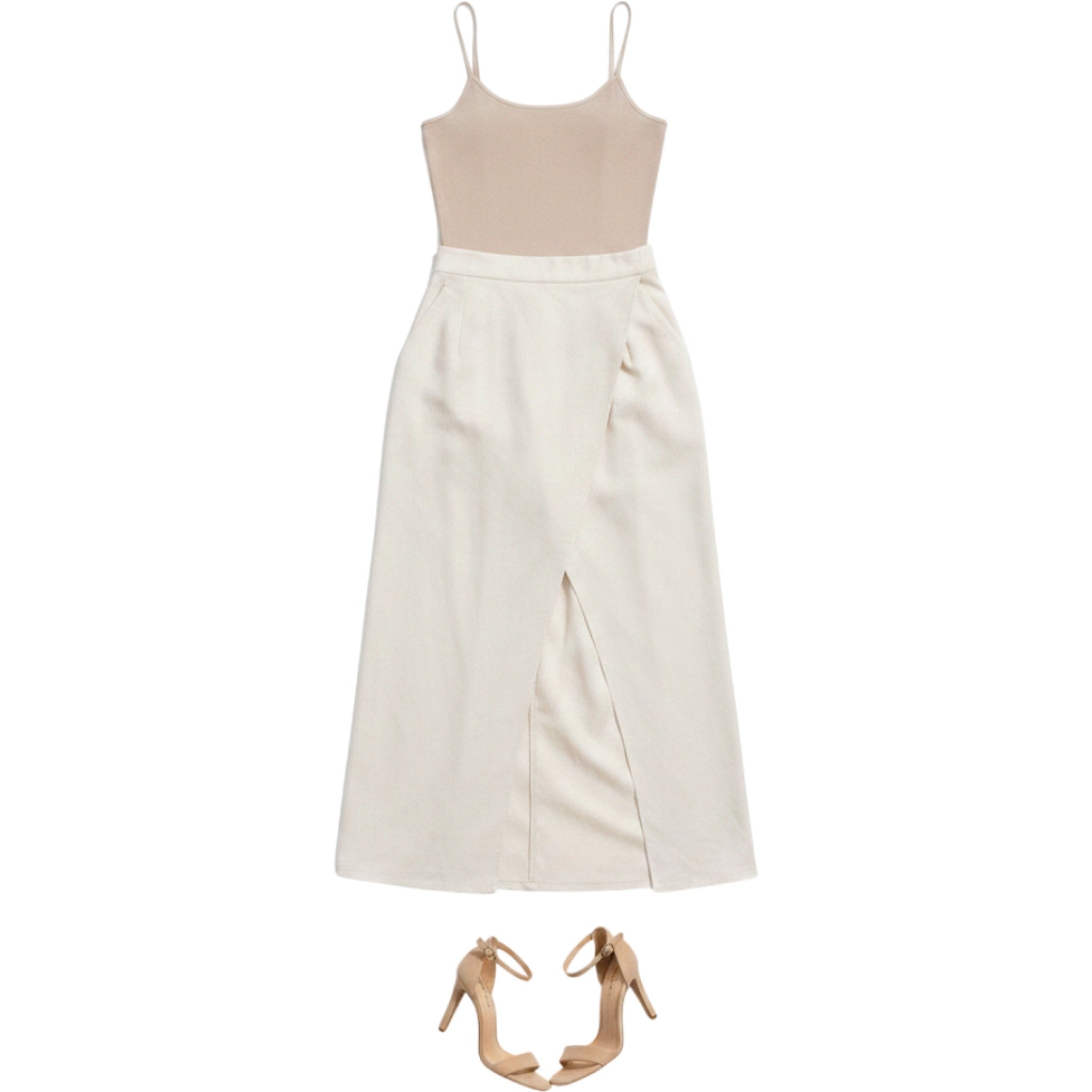 SHEIN x Rosalinda Cannavò Cream Asymmetrical Midi Skirt Womens 3XLv