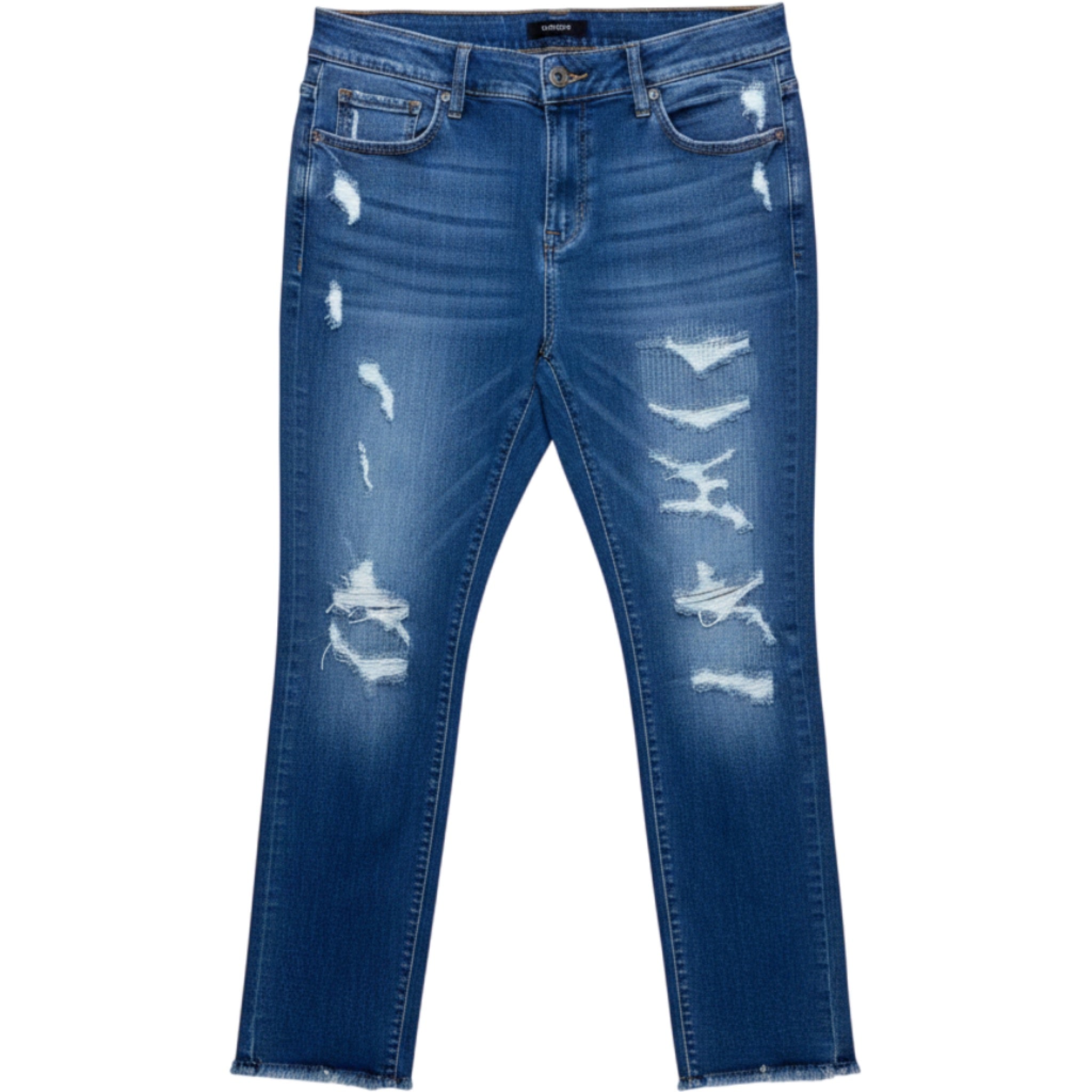 Torrid Premium Stretch Distressed Skinny Jeans Size 20R Blue Raw Hem