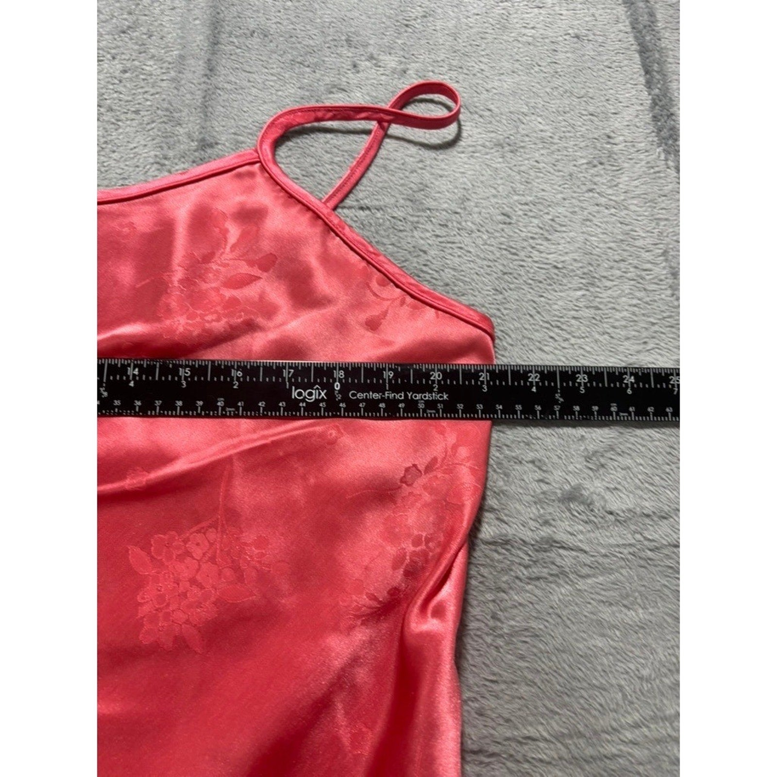 Valerie Stevens Slip Dress Womens Large Pink Satin Floral Spaghetti Strap Midi