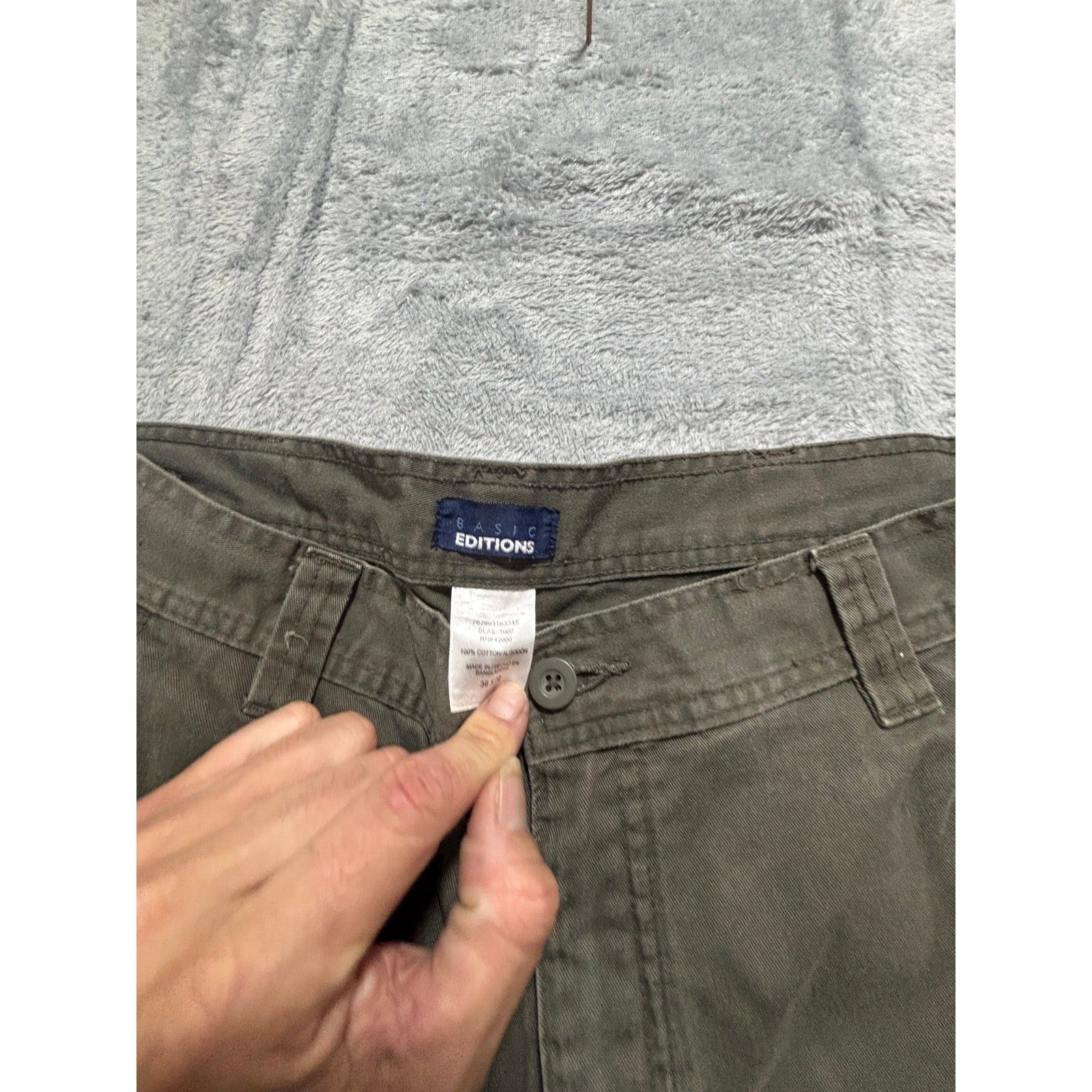 Basic Editions 36x32 Olive Green Cargo Pants Mens Casual Vintage Style