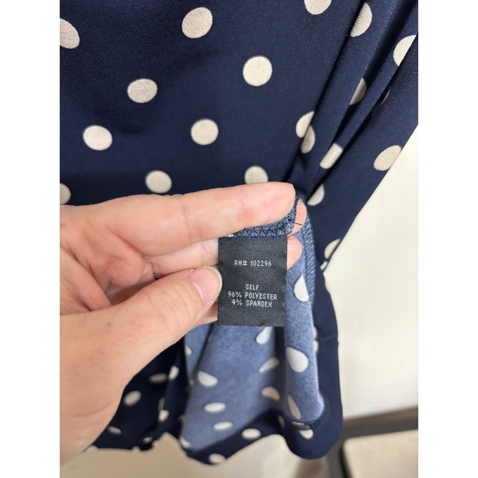 Connected Apparel Navy Polka Dot Sheath Pencil Dress 8 Pinup Classic Stretch