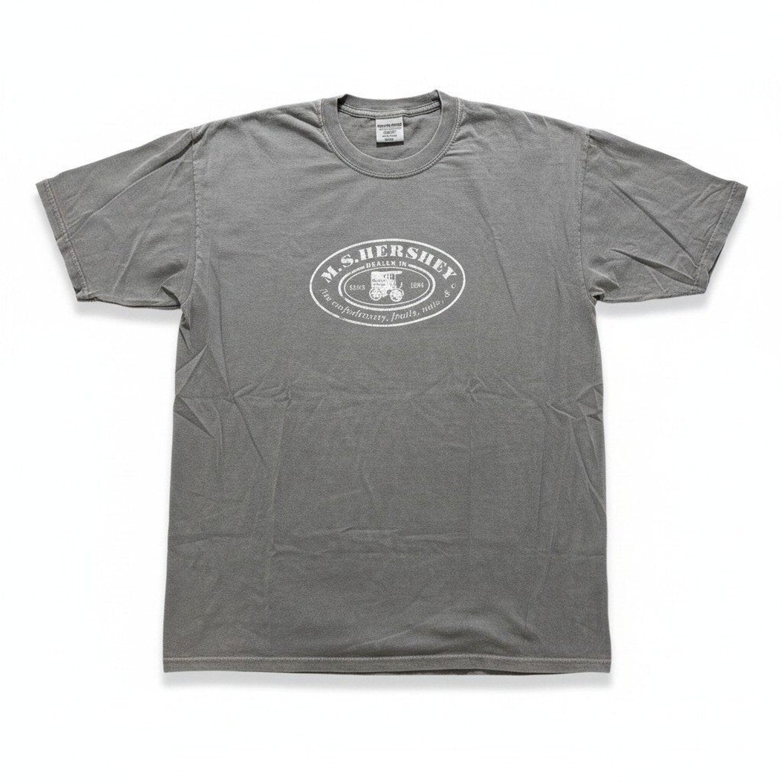 Comfort Colors L Gray M.S. Hershey Graphic T-Shirt Womens Vintage Casual