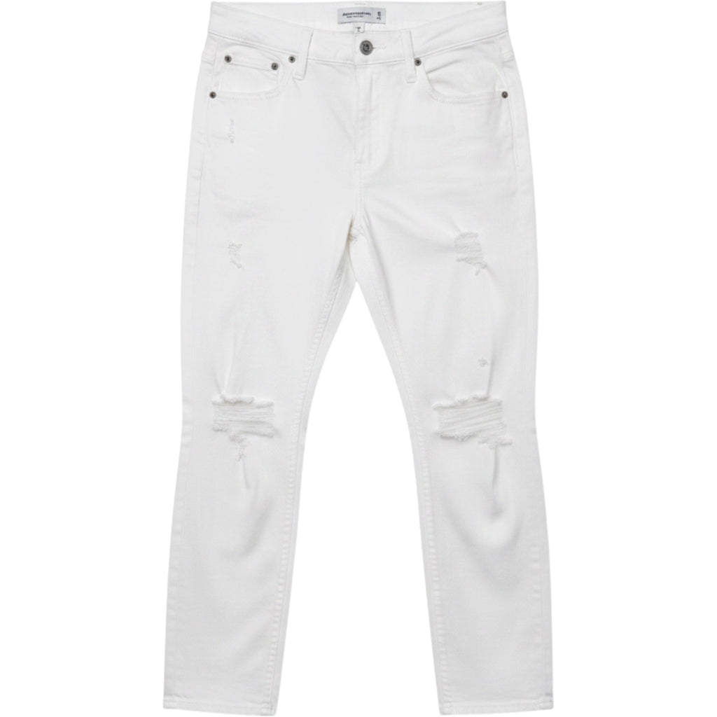 Abercrombie & Fitch High Rise Mom Jeans 26R Distressed White Denim