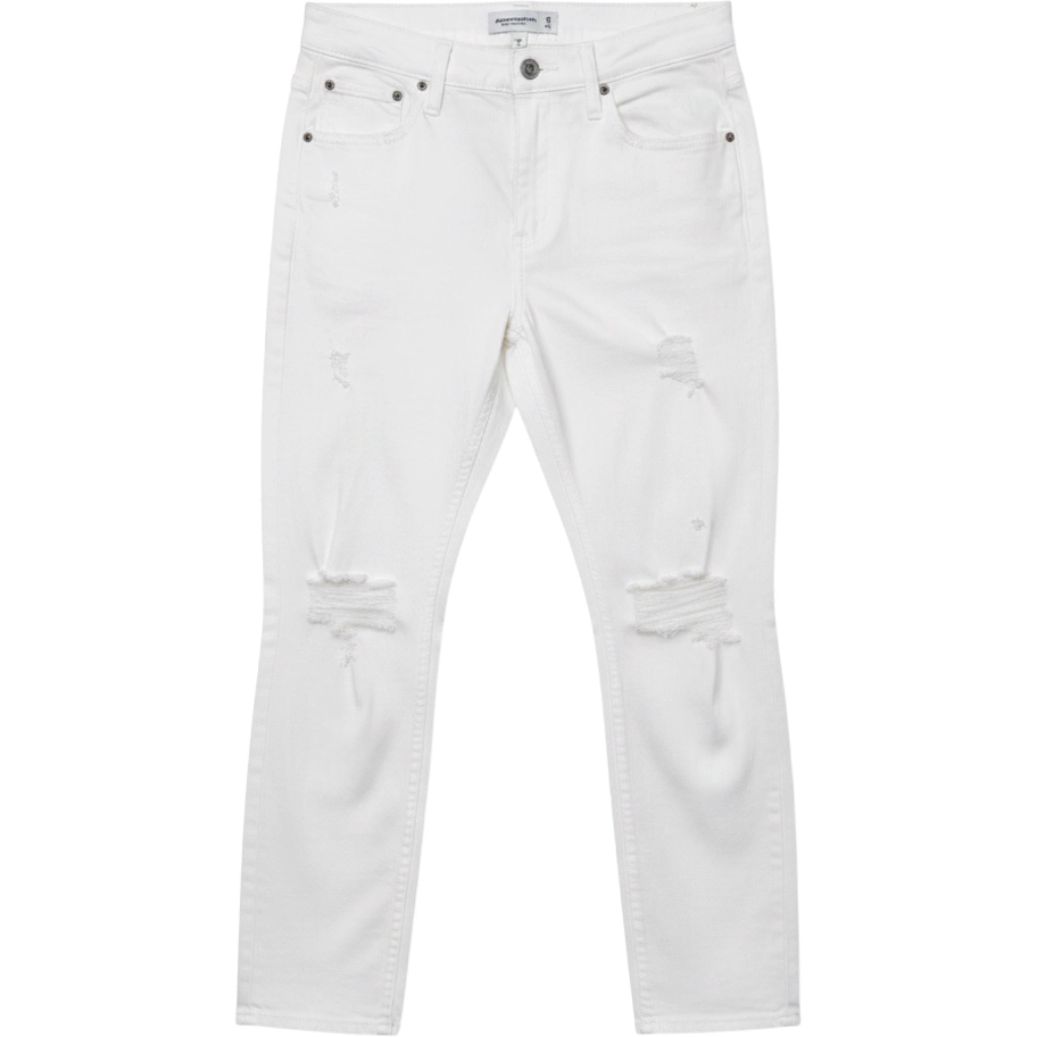 Abercrombie & Fitch High Rise Mom Jeans 26R Distressed White Denim