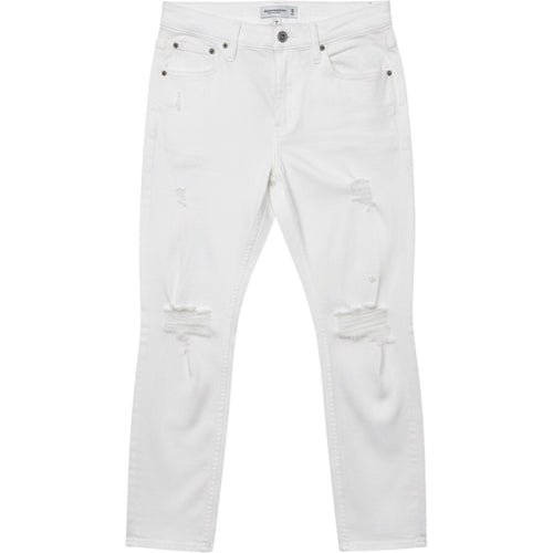 Abercrombie & Fitch High Rise Mom Jeans 26R Distressed White Denim
