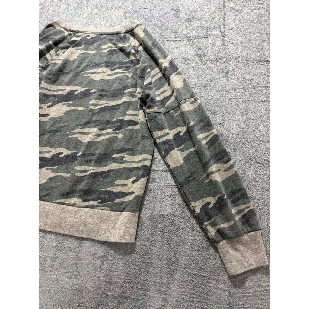 Marc New York Performance Womens M Green Camo Sweatshirt Casual Athleisure