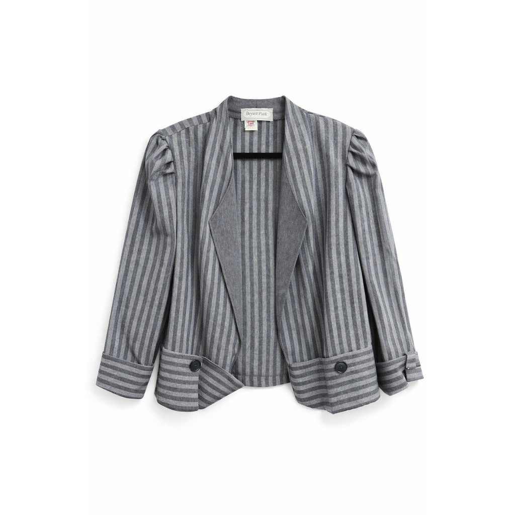 Vintage Bryant Park Striped Power Blazer Jacket USA Made Womens 22 Office 80s
