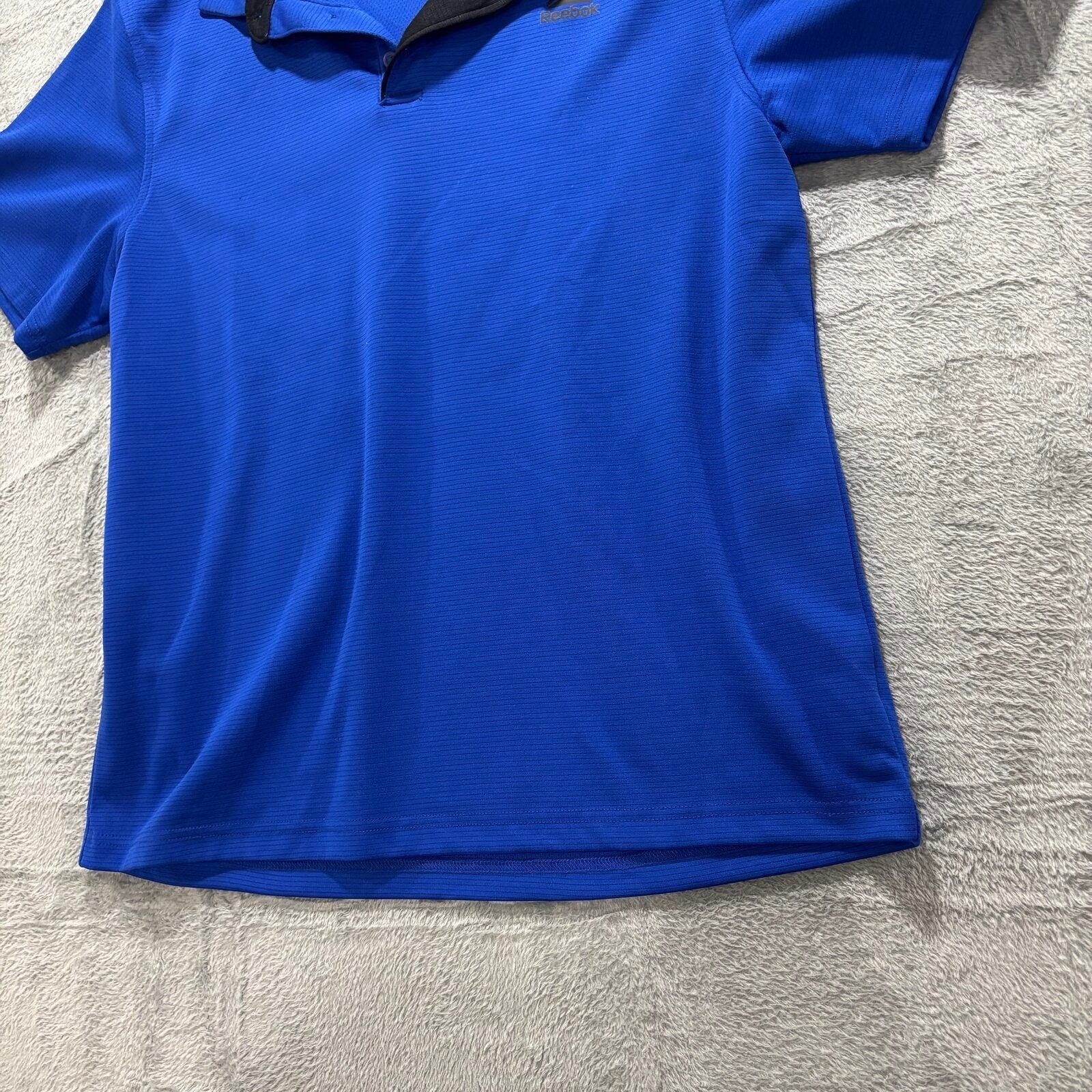 Reebok L Blue Short Sleeve Polo Shirt Mens Athleisure Casual Sporty