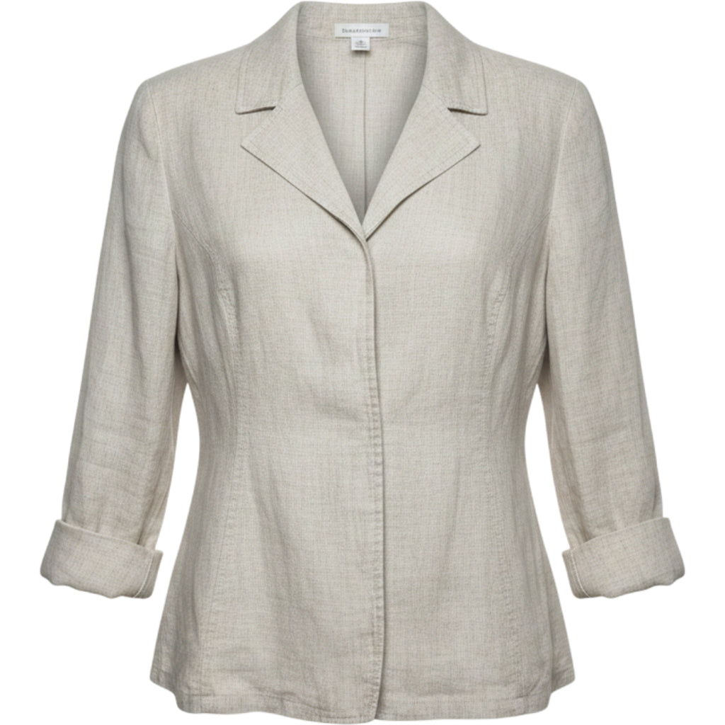 Coldwater Creek Linen Jacket Petite 14 Neutral Beige Button Front Blazer Office