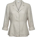 Coldwater Creek Linen Jacket Petite 14 Neutral Beige Button Front Blazer Office