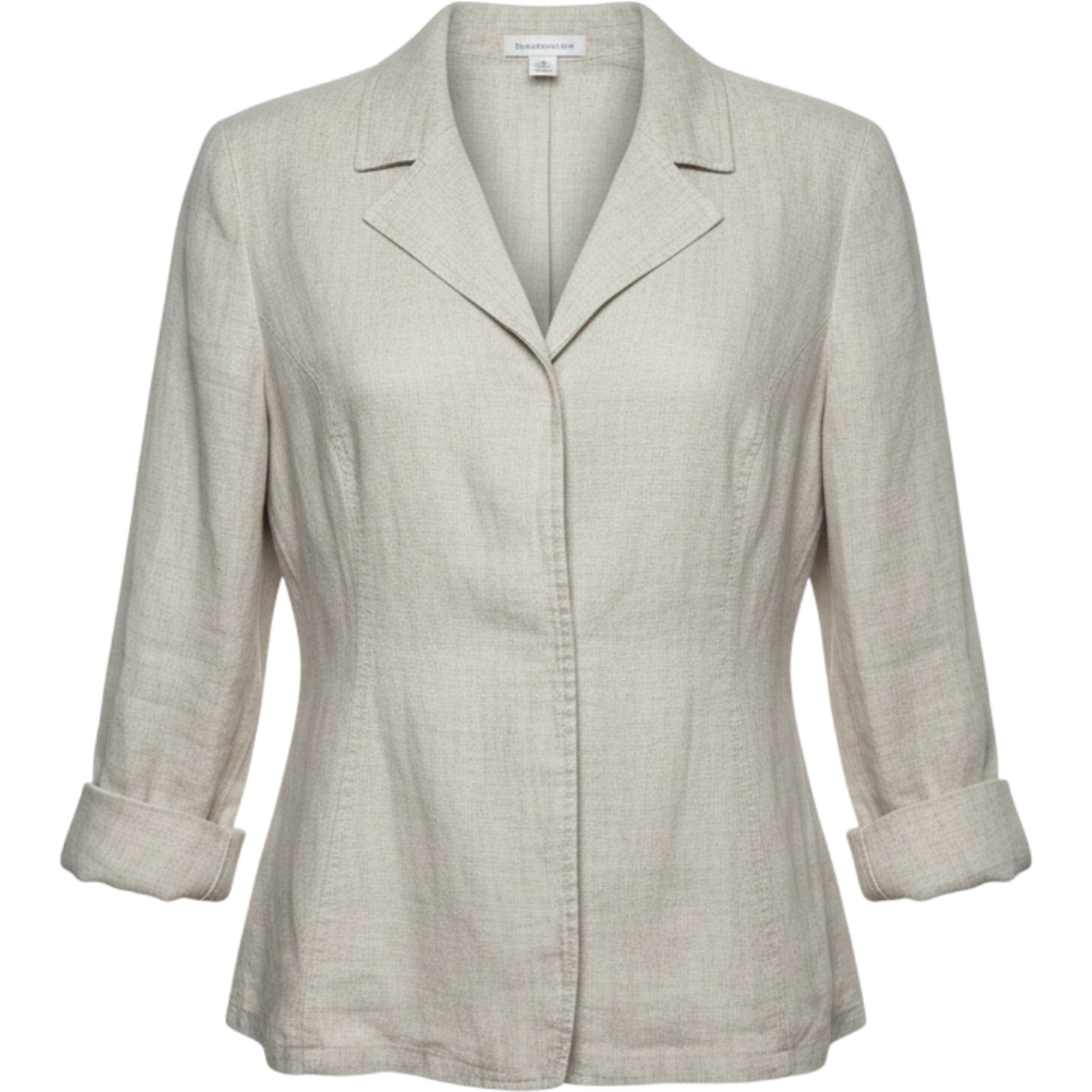 Coldwater Creek Linen Jacket Petite 14 Neutral Beige Button Front Blazer Office