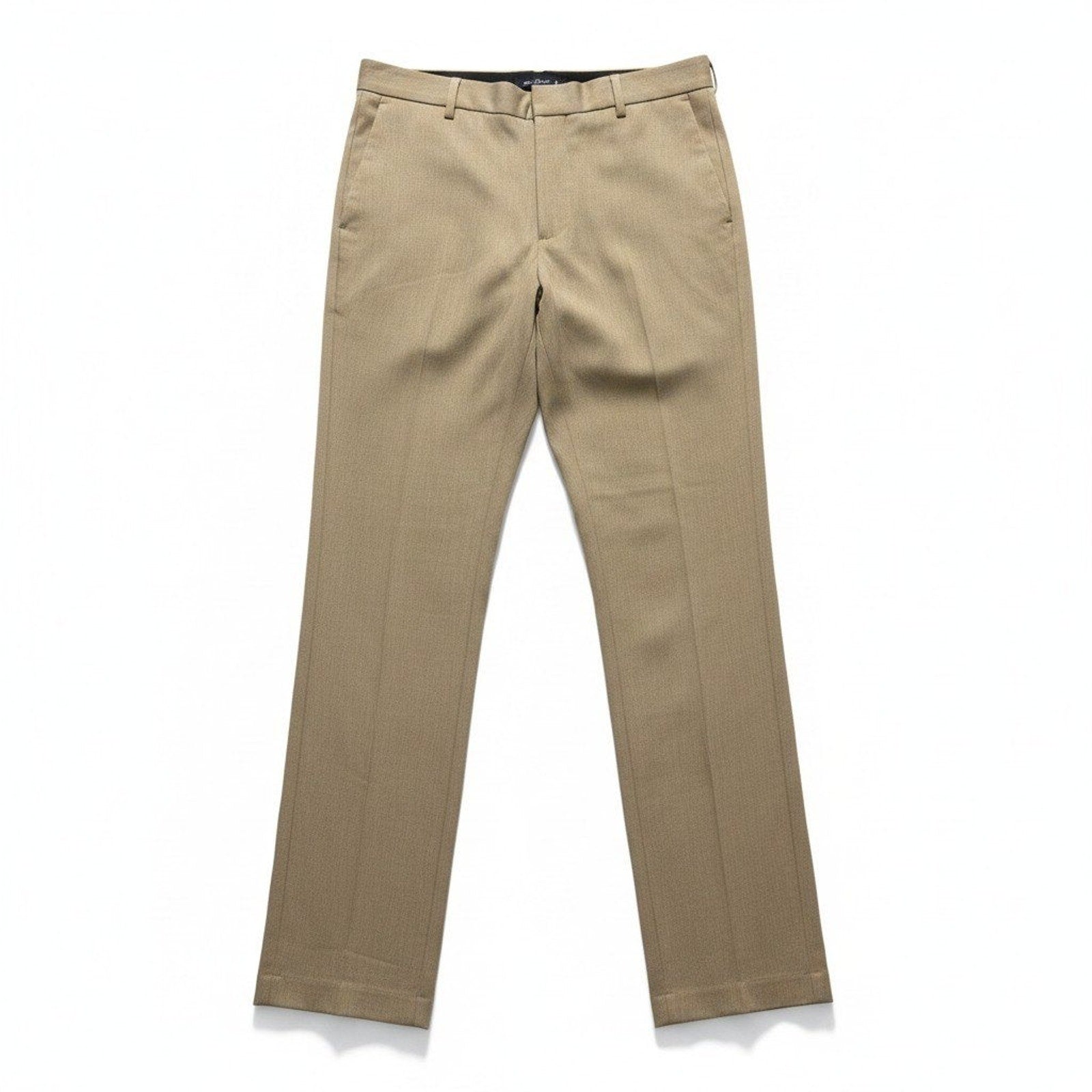 Van Heusen Mens 34x34 Tan Herringbone Slim Fit Flex Dress Pants Flat Front Chino