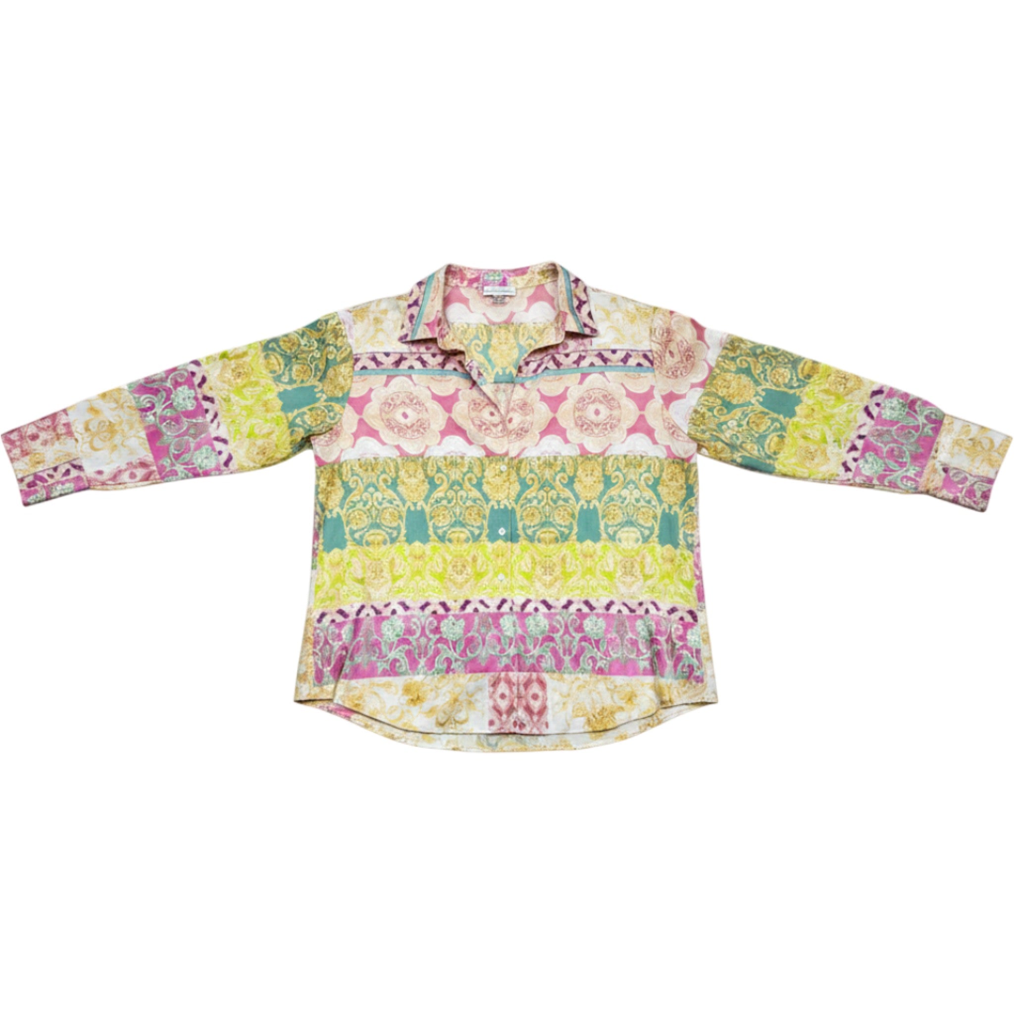 Cupcakes and Cashmere Blouse Womens Large Multicolor Print Long Sleeve Top