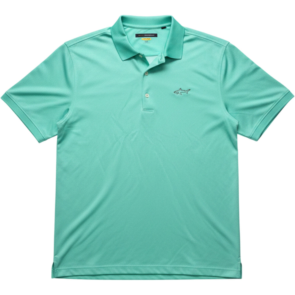 Greg Norman Shark Logo Polo Shirt Mens Medium Teal Play Dry Golf Performance