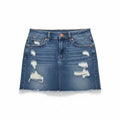 American Eagle 4 Blue Womens Distressed Denim Mini Skirt Raw Hem Casual Summer