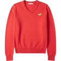 Hollister Y2K Red V-Neck Sweater Women's Medium Logo Knit Cotton Blend Pullover