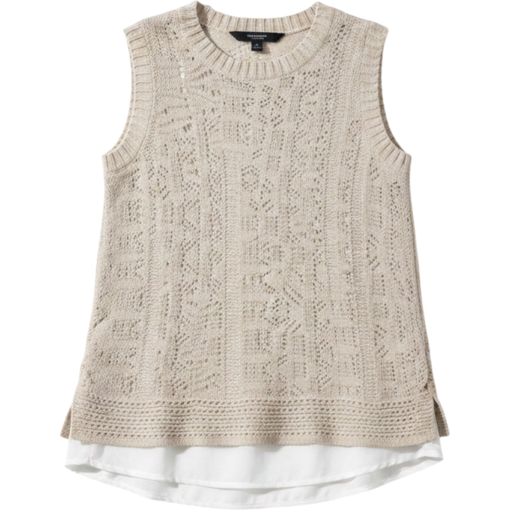 Simply Vera Vera Wang Knit Layered Tank Top Women's XS Neutral Lace Detail