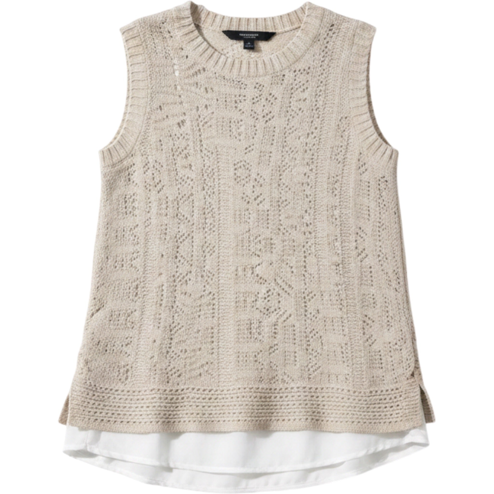 Simply Vera Vera Wang Knit Layered Tank Top Women's XS Neutral Lace Detail