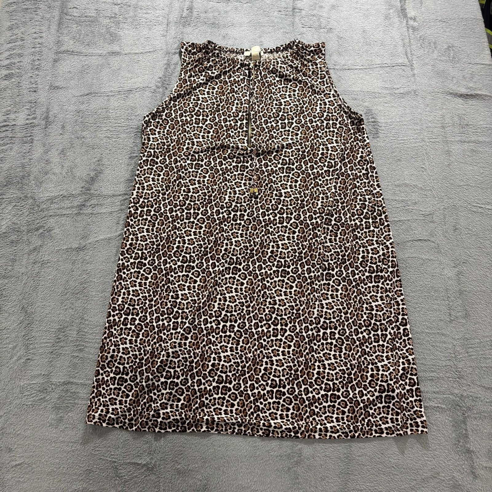 Michael Kors Womens XL Brown Leopard Print Sleeveless Mini Dress Casual Vintage