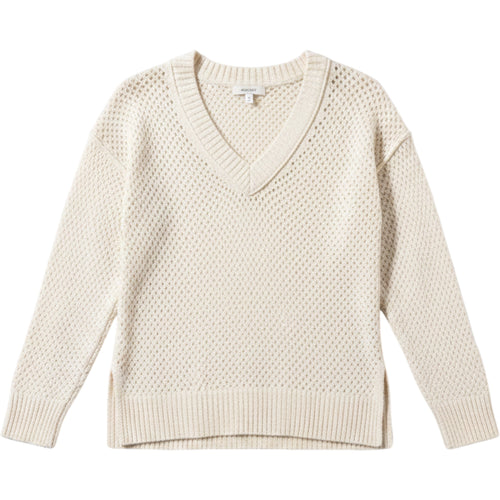 Aerie Cream Open Knit V-Neck Sweater XS Cozy Lightweight Textured Casual
