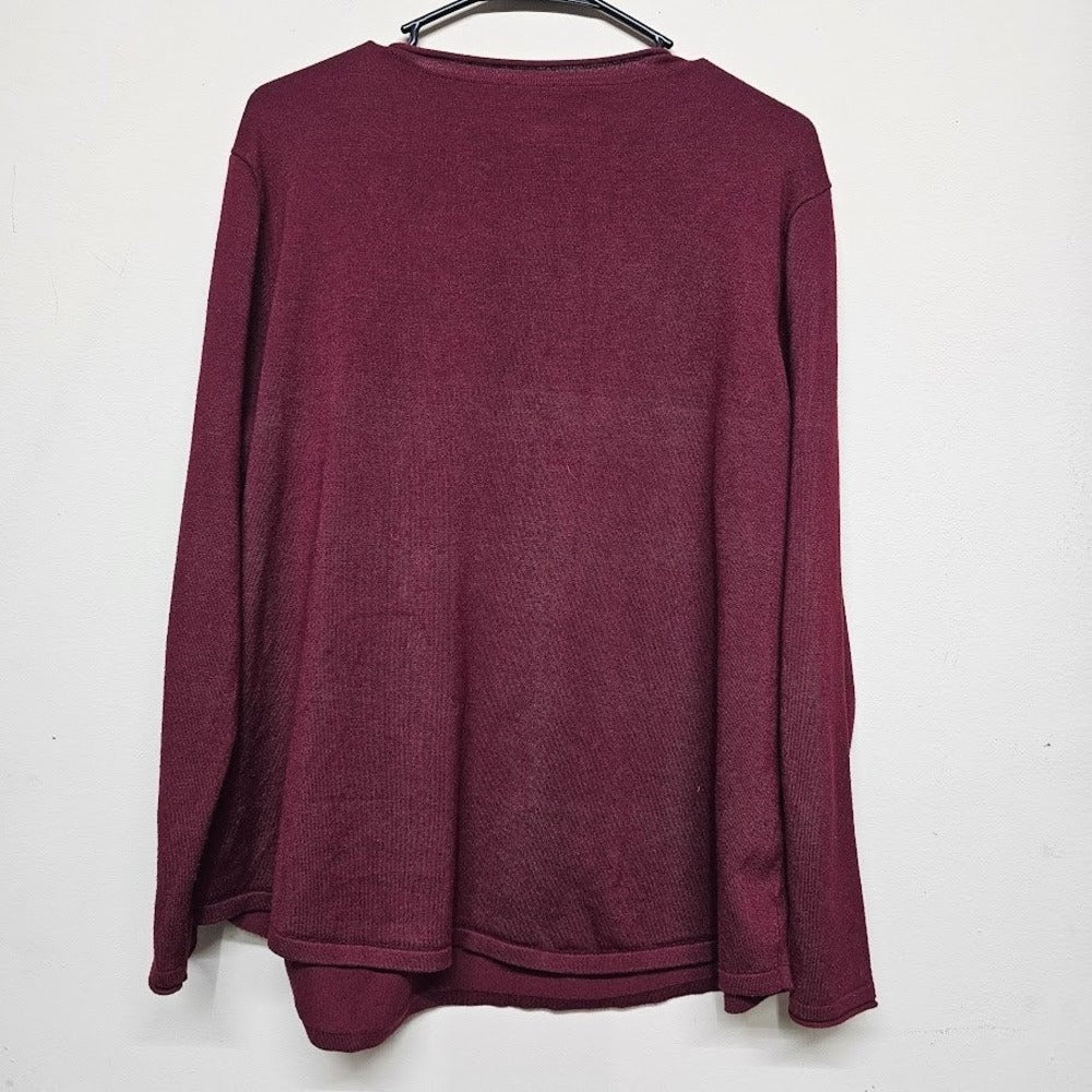 Chico's 3 XL Red Workwear Long Sleeve Knit Top Women Stretch Layer Classic