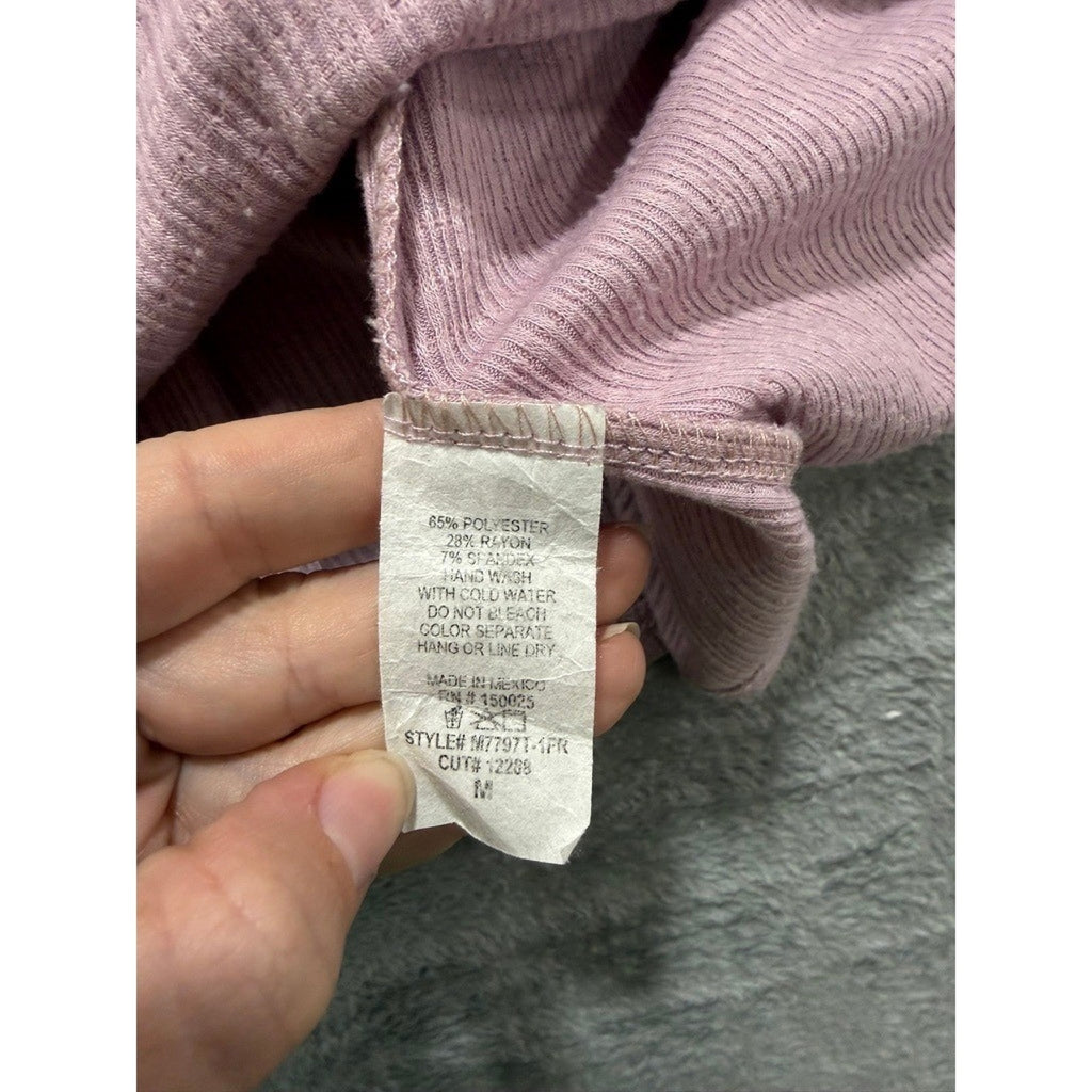 Emory Park Womens Mauve Pink Ribbed Tiered Babydoll Flutter Sleeve Top Size M