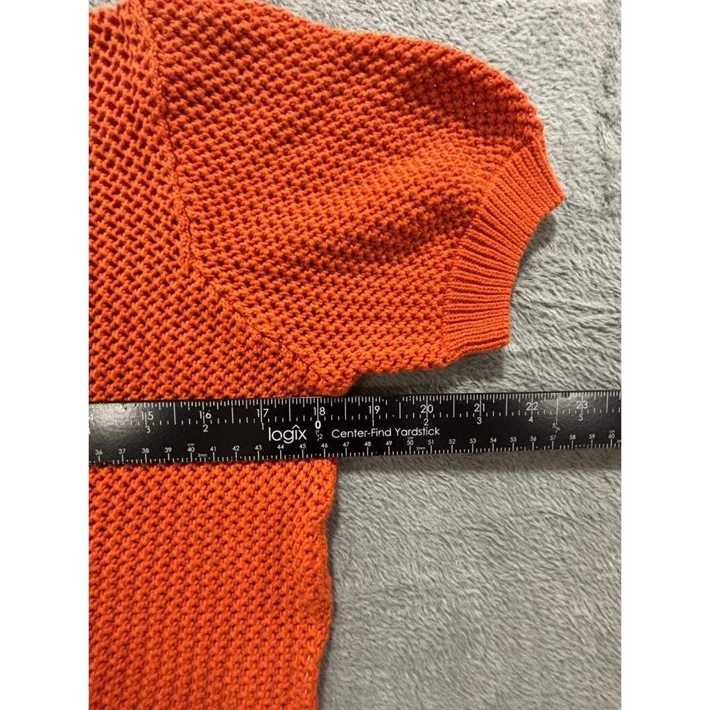 THML XS Orange Womens Open Knit Short Sleeve Sweater Boho Casual Festival Spring