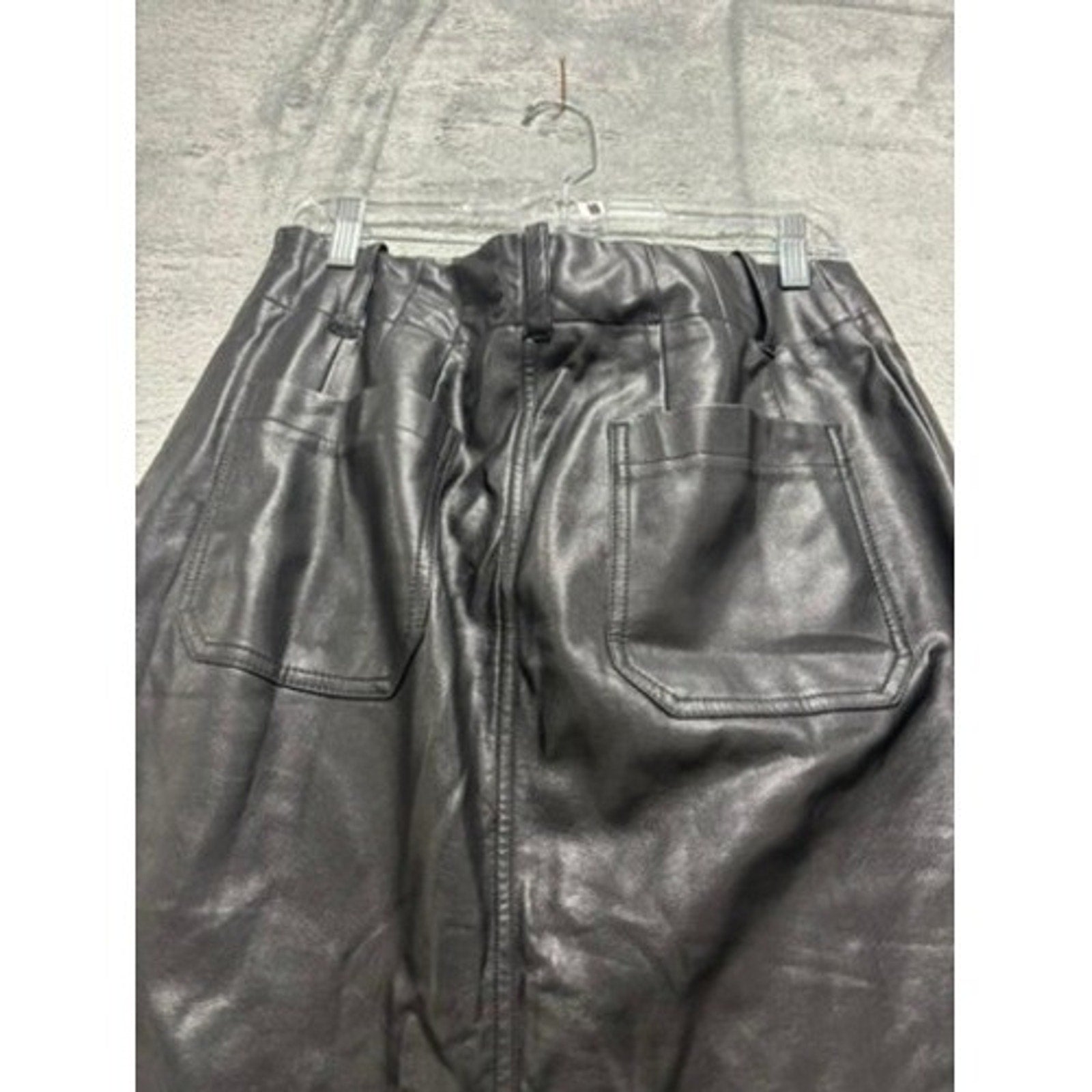 Maeve Anthropologie Black Faux Leather Maxi Skirt High Waisted Patch Pocket M