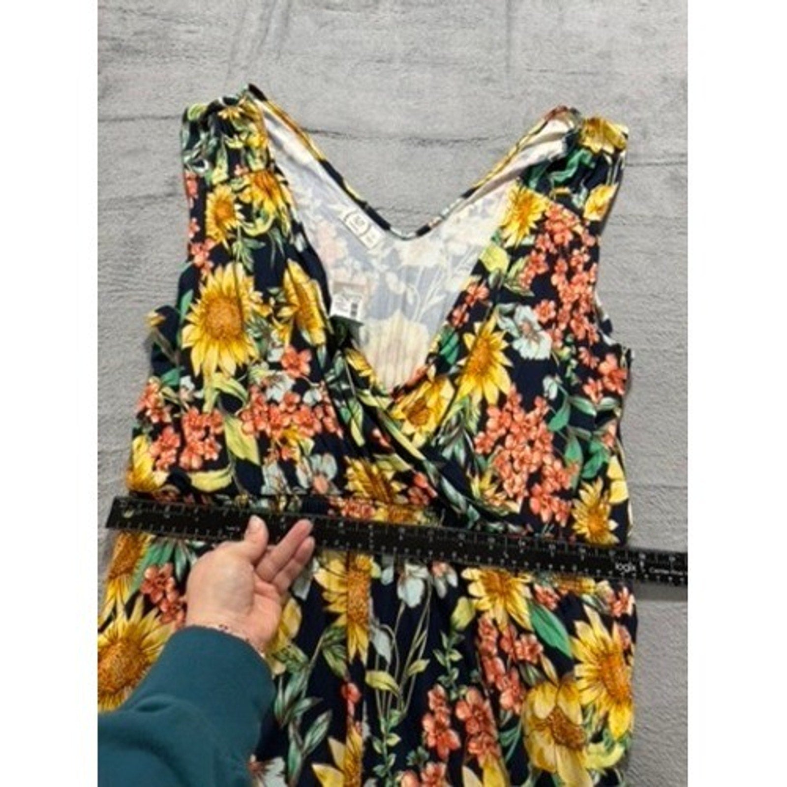 Maurices 24/7 Sunflower Floral Romper Sleeveless Smocked Waist Plus 1X NWT Boho