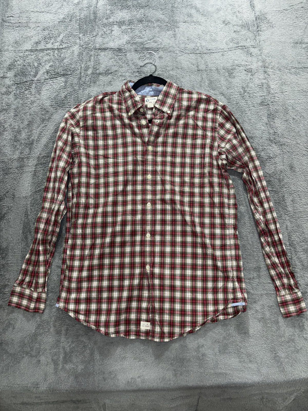 J.Crew Men's Red Plaid Dress Shirt Size M