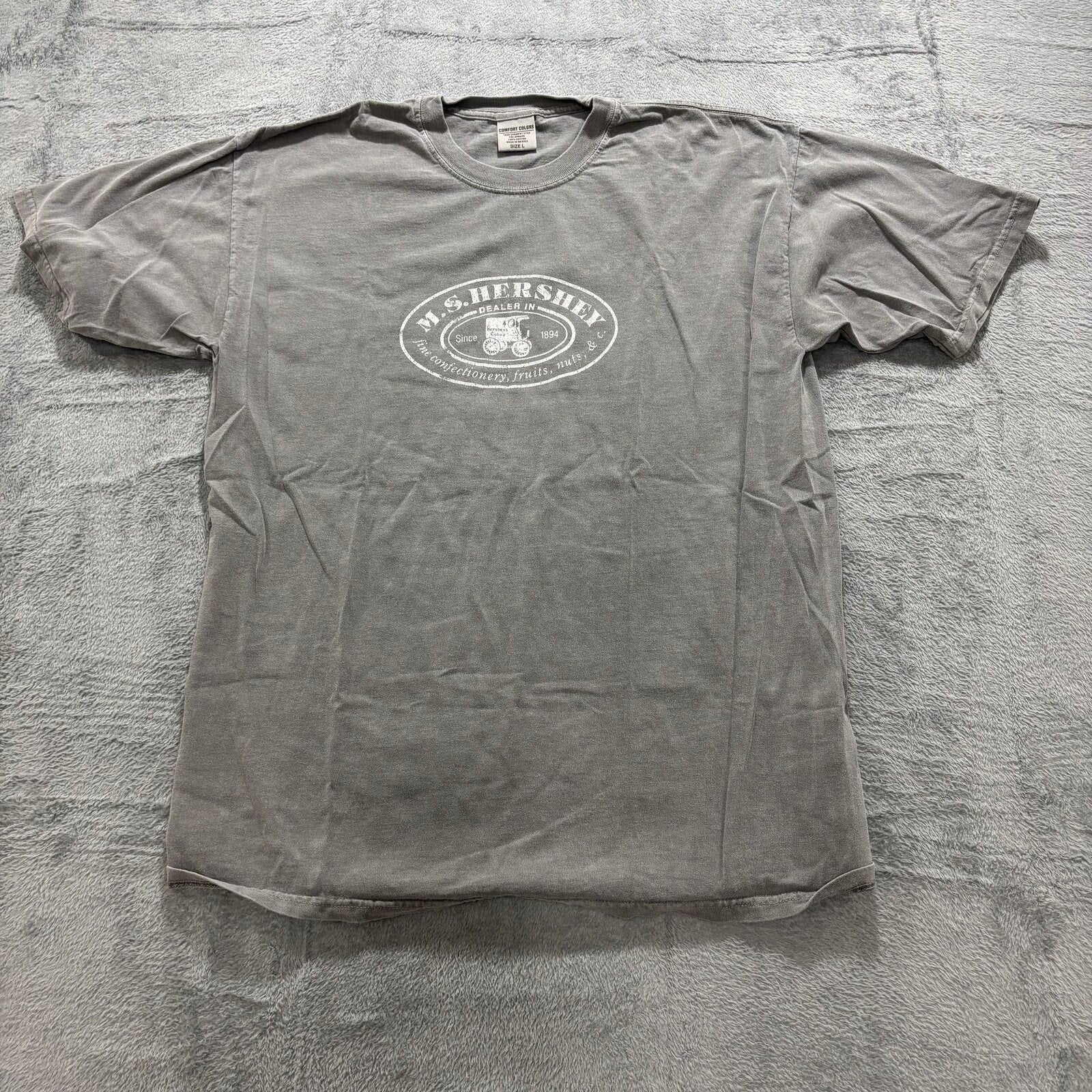 Comfort Colors L Gray M.S. Hershey Graphic T-Shirt Womens Vintage Casual