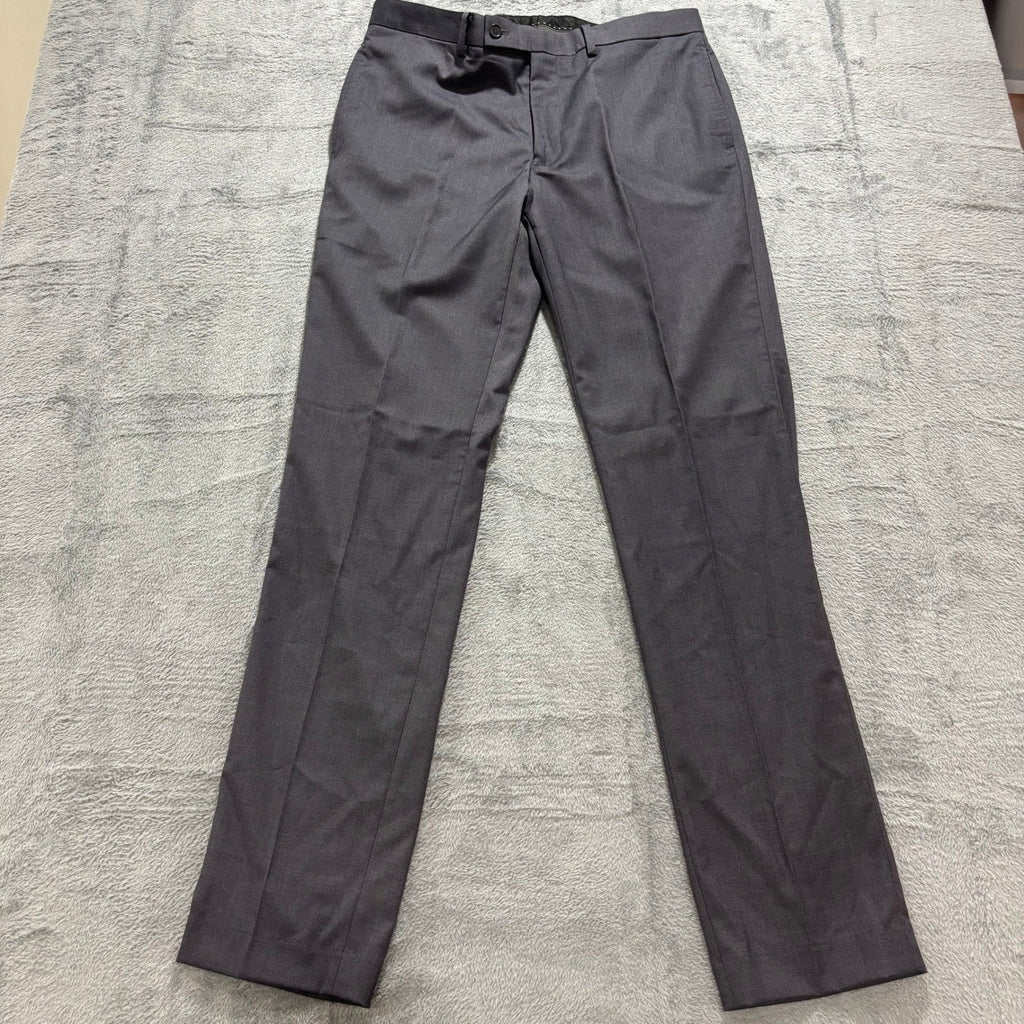 Gianco Ferro Mens 34x34 Gray Slim Fit Dress Pants Flat Front Preppy Career Wool