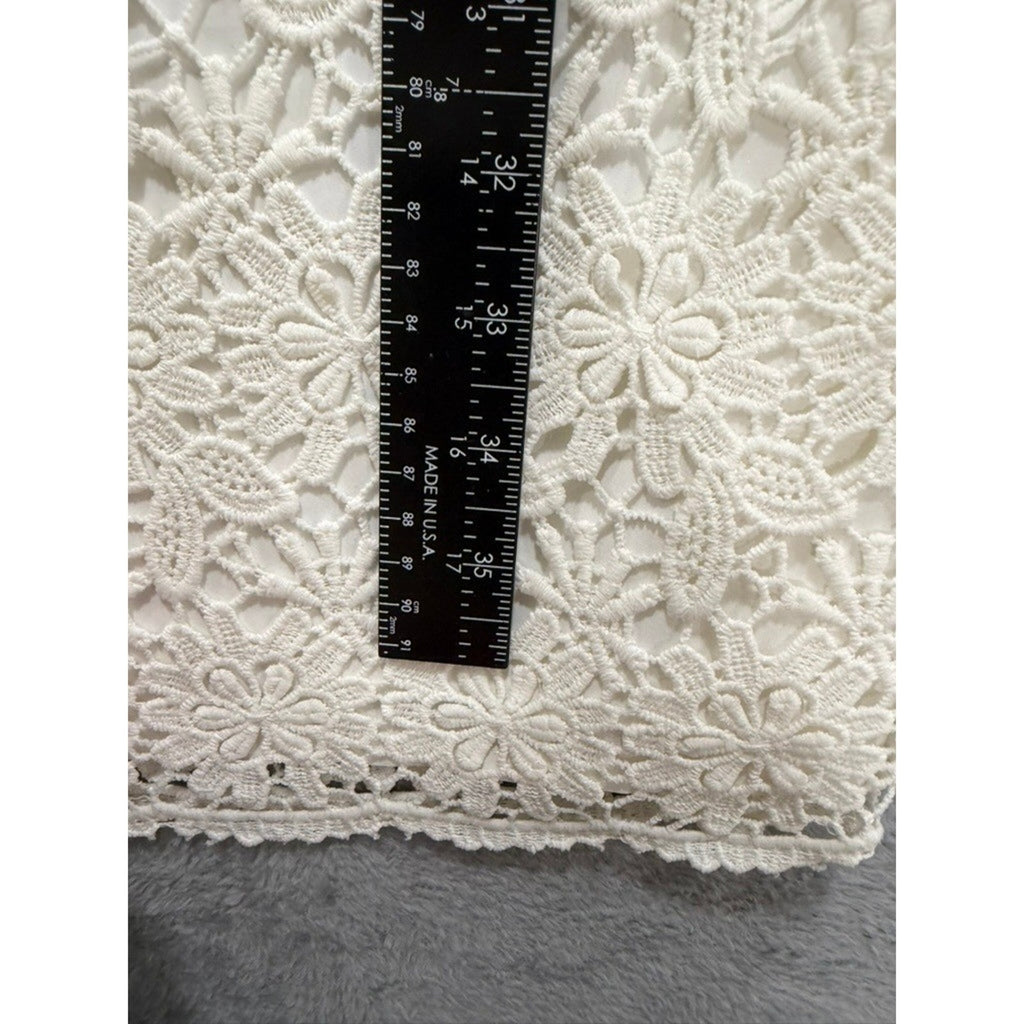 Ann Taylor Women Ivory White Floral Crochet Lace V-Neck Sleeveless Dress 14