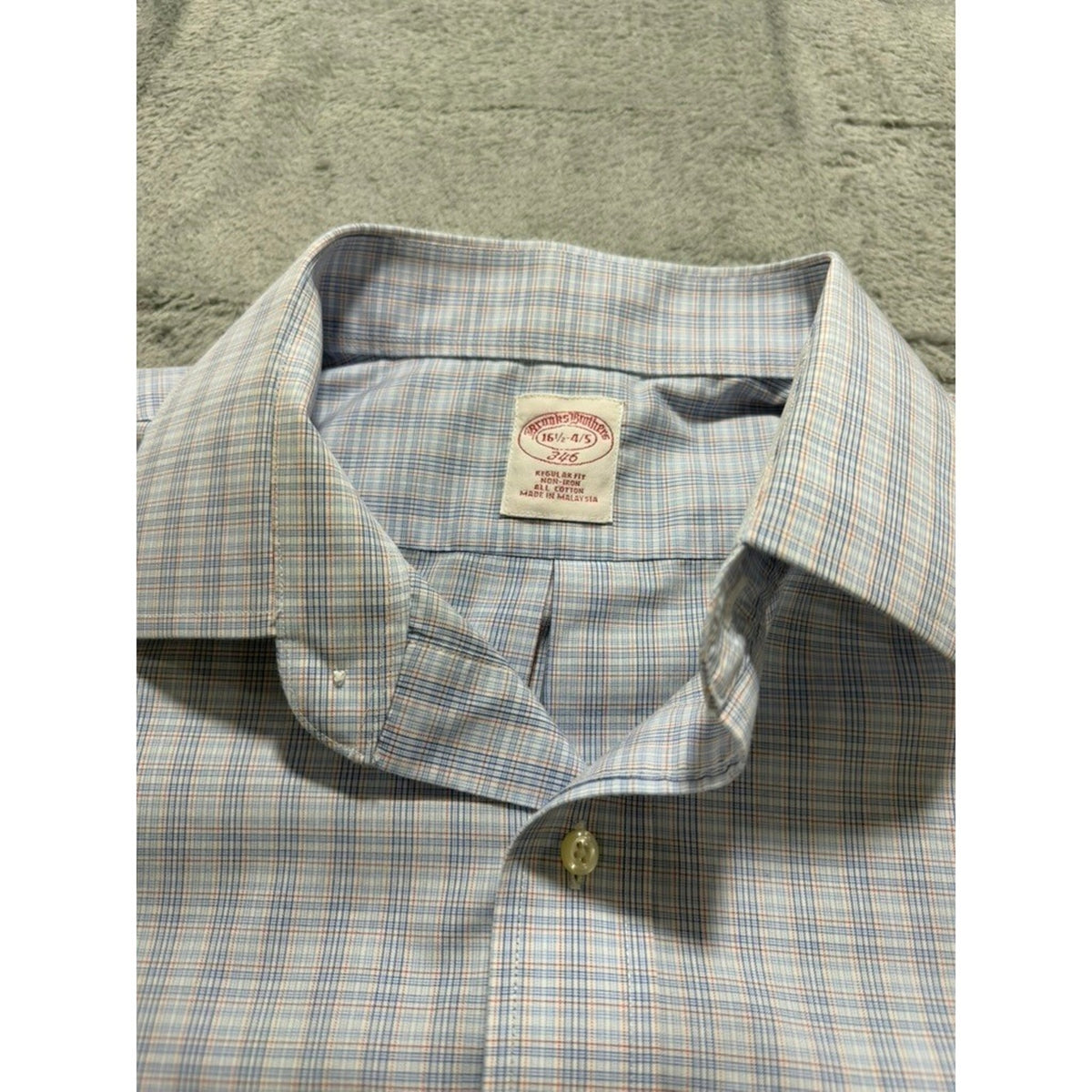 Brooks Brothers Dress Shirt Mens Large 16.5 34 Blue Check Cotton Classic