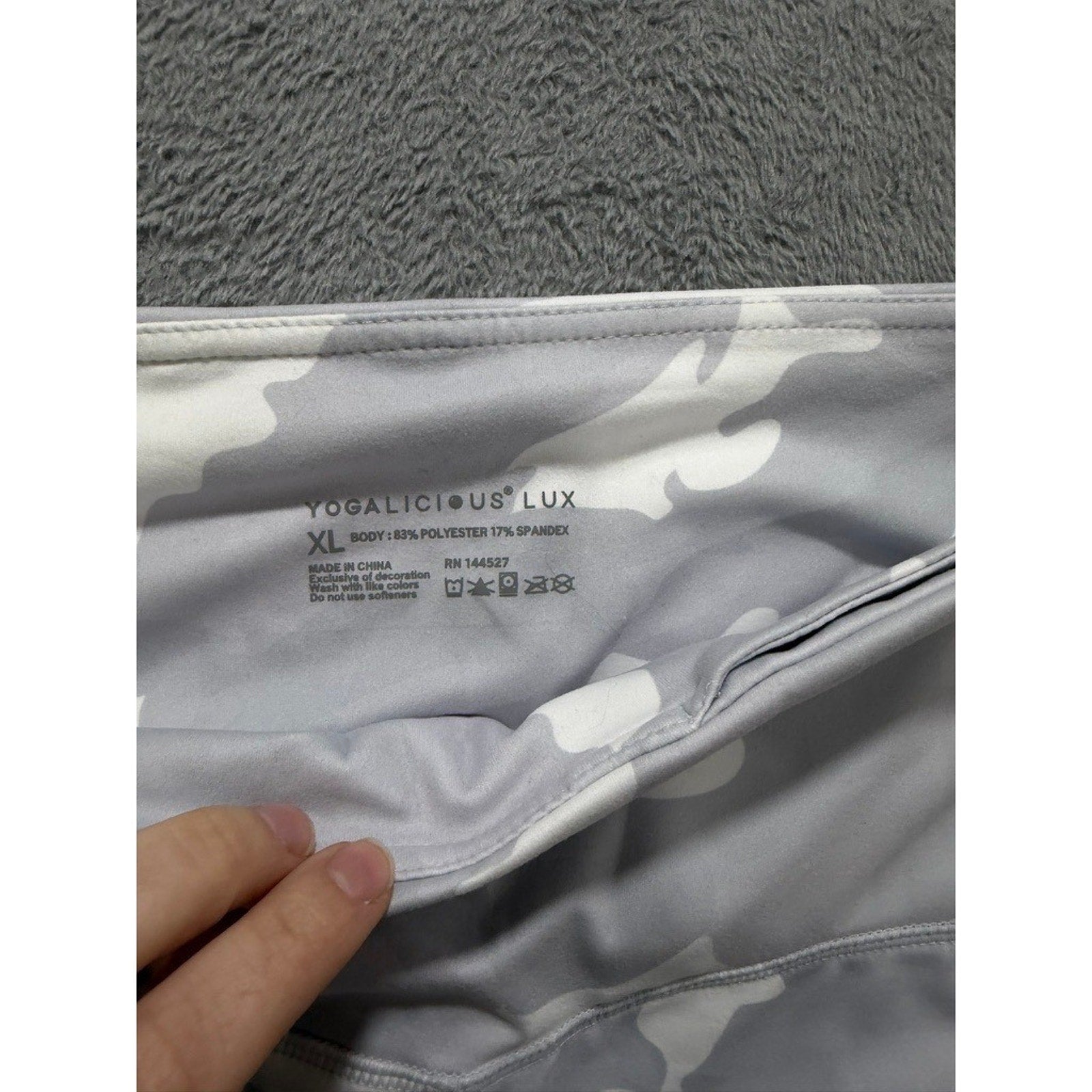 Yogalicious Lux Grey Camo High Waist Leggings XL Pockets Buttery Soft Gym
