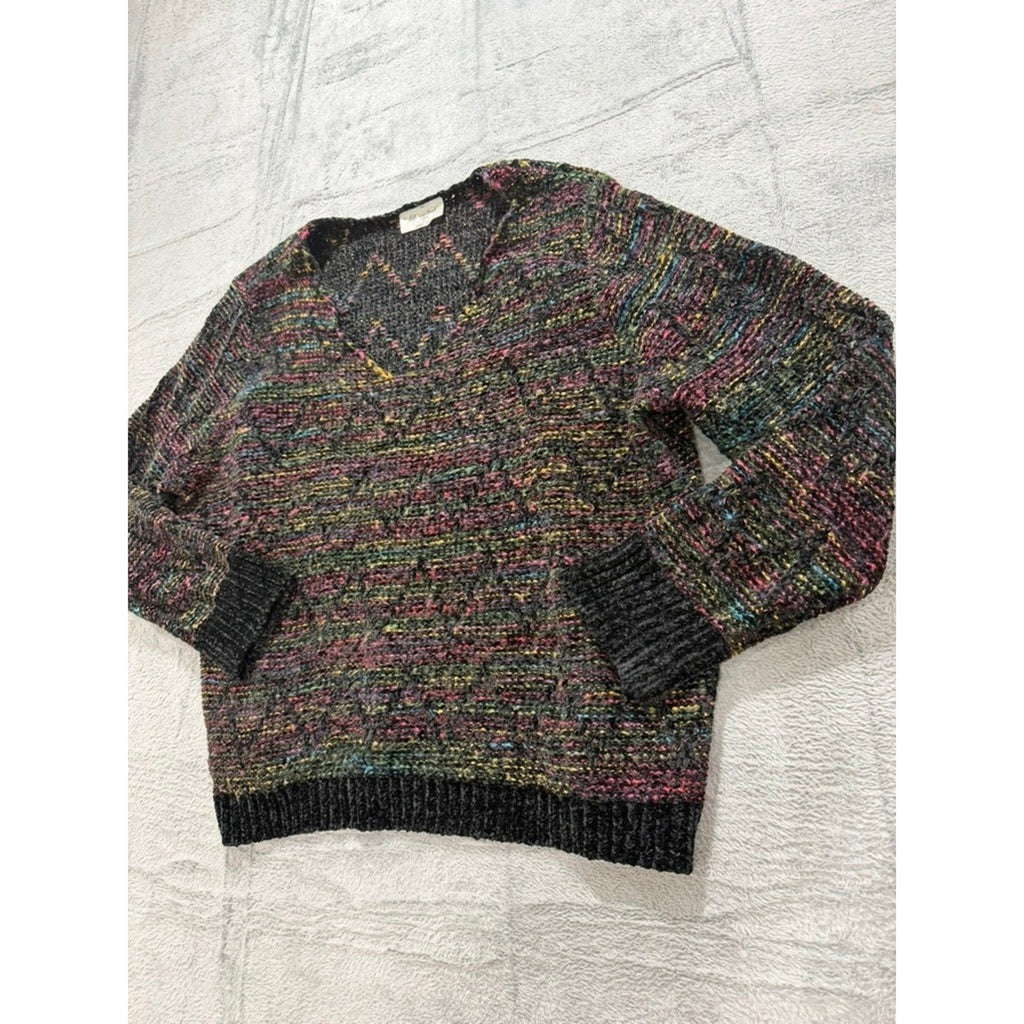 Jillian Nicole Woman Sweater 1X Multicolor Chunky Knit V Neck Cozy Plus