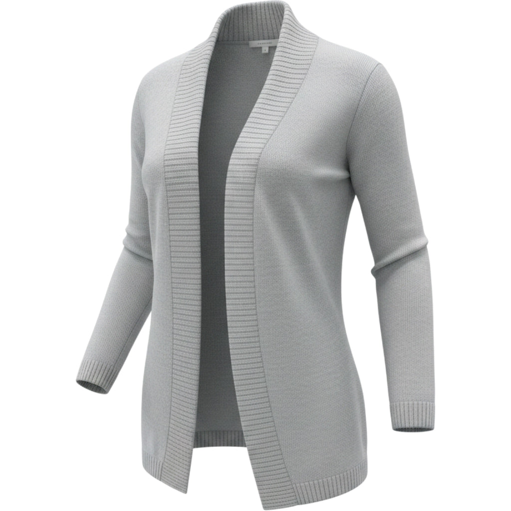 Samantha Grey Cardigan Sweater Open Front Lightweight Metallic Knit Sz M