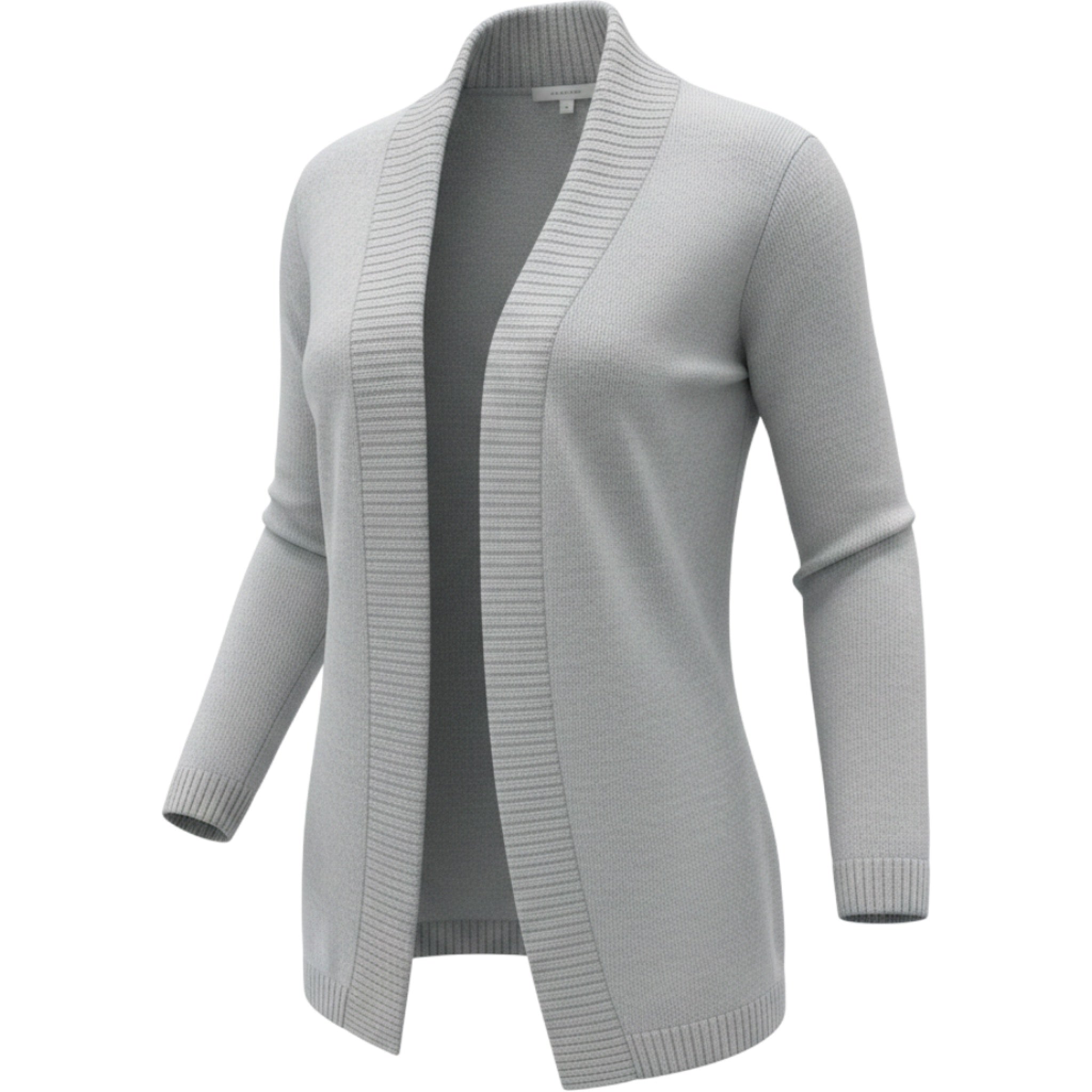 Samantha Grey Cardigan Sweater Open Front Lightweight Metallic Knit Sz M