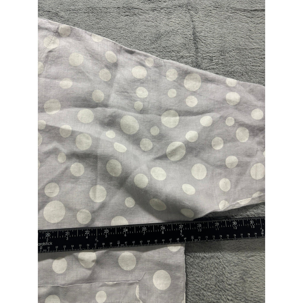 Made Italy Blouse Womens L Polka Dot Linen Oversized Boxy Pocket Minimal
